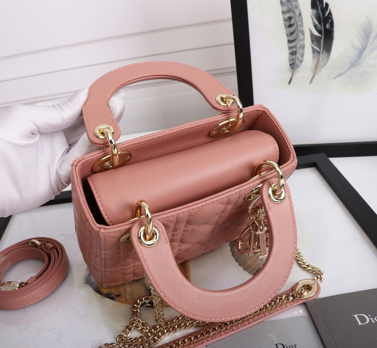 Mini Lady Dior Bag Pink Cannage Lambskin